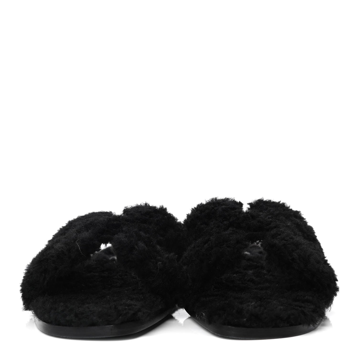 Hermes Woolskin Oran Sandals 36 Black 2 of 4