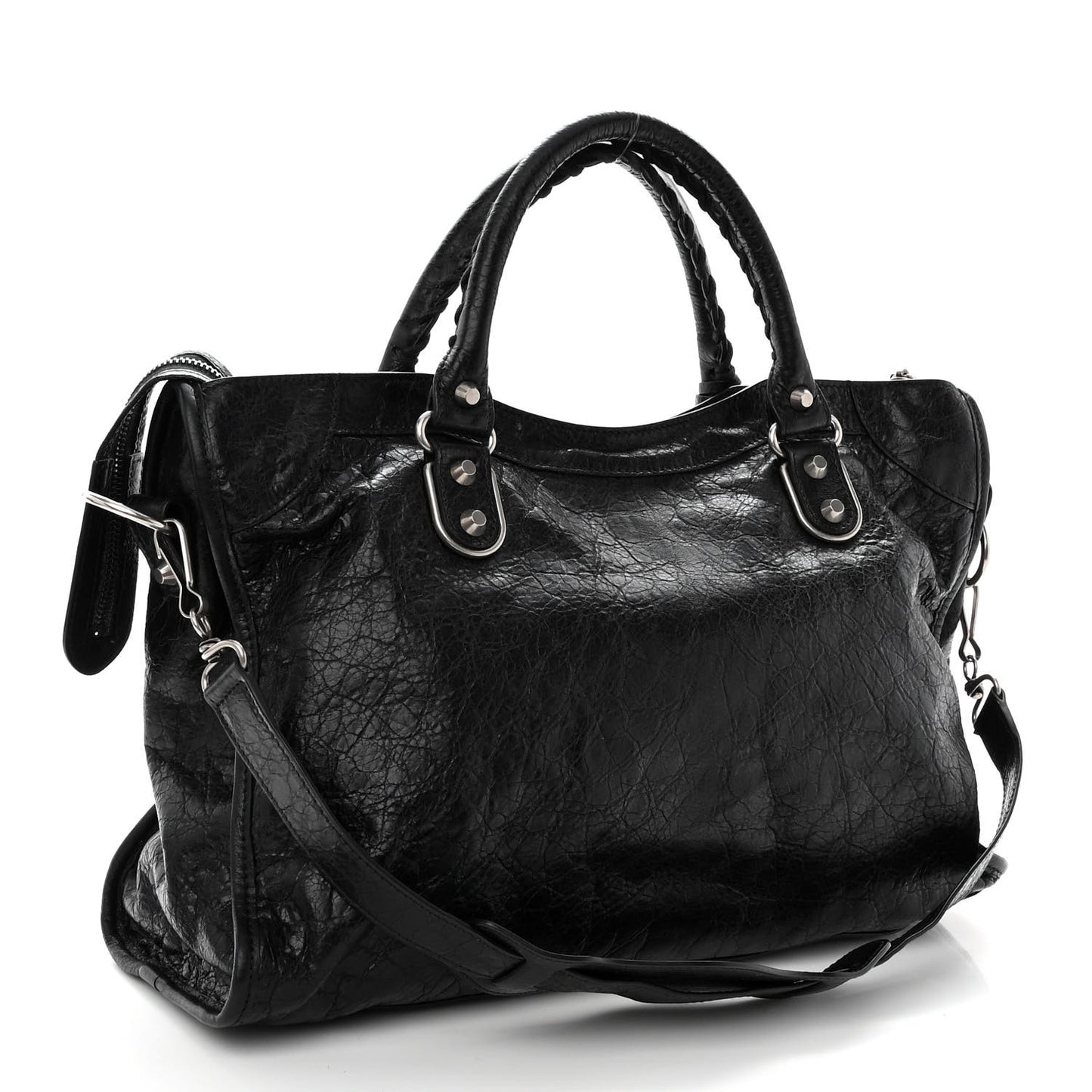 Agneau Silver Metallic Edge Hardware City Black