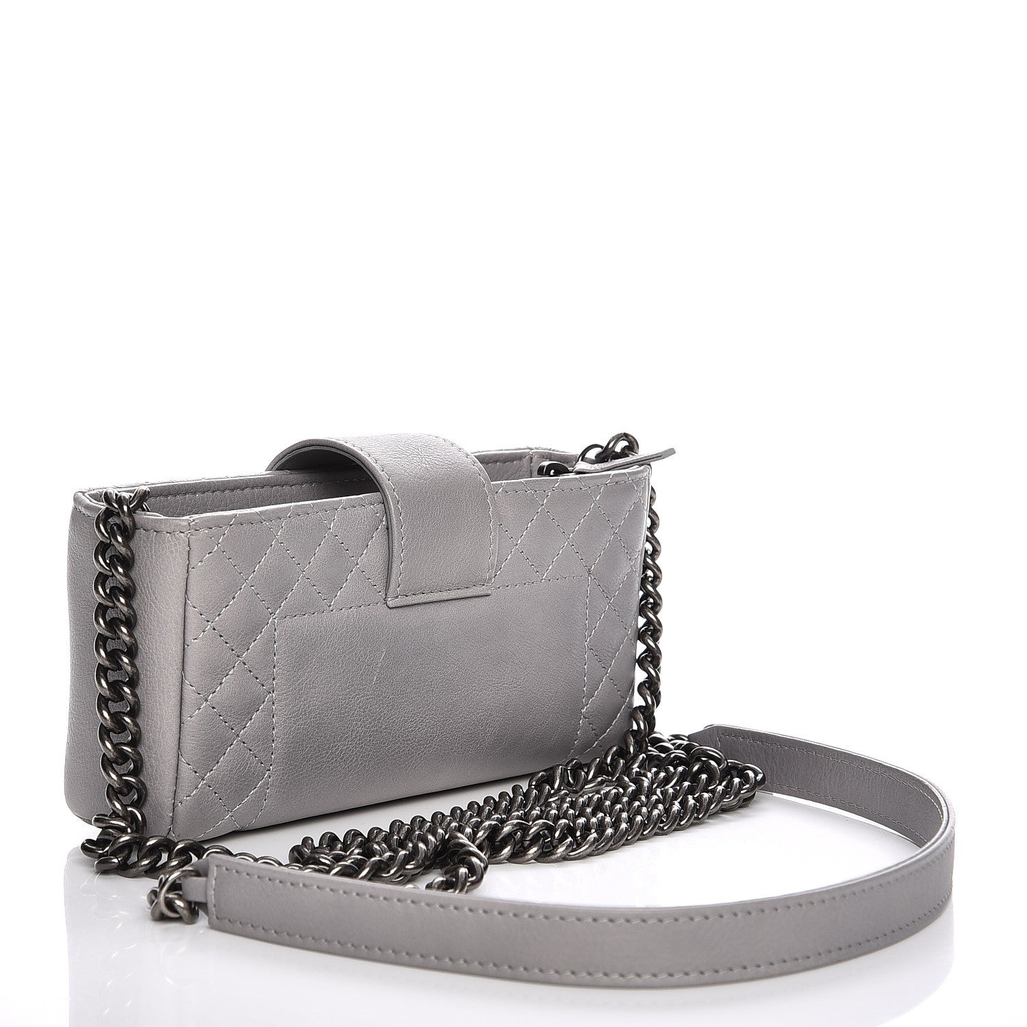 Chanel Calfskin Boy Reverso Mini Pochette Grey 3 of 8
