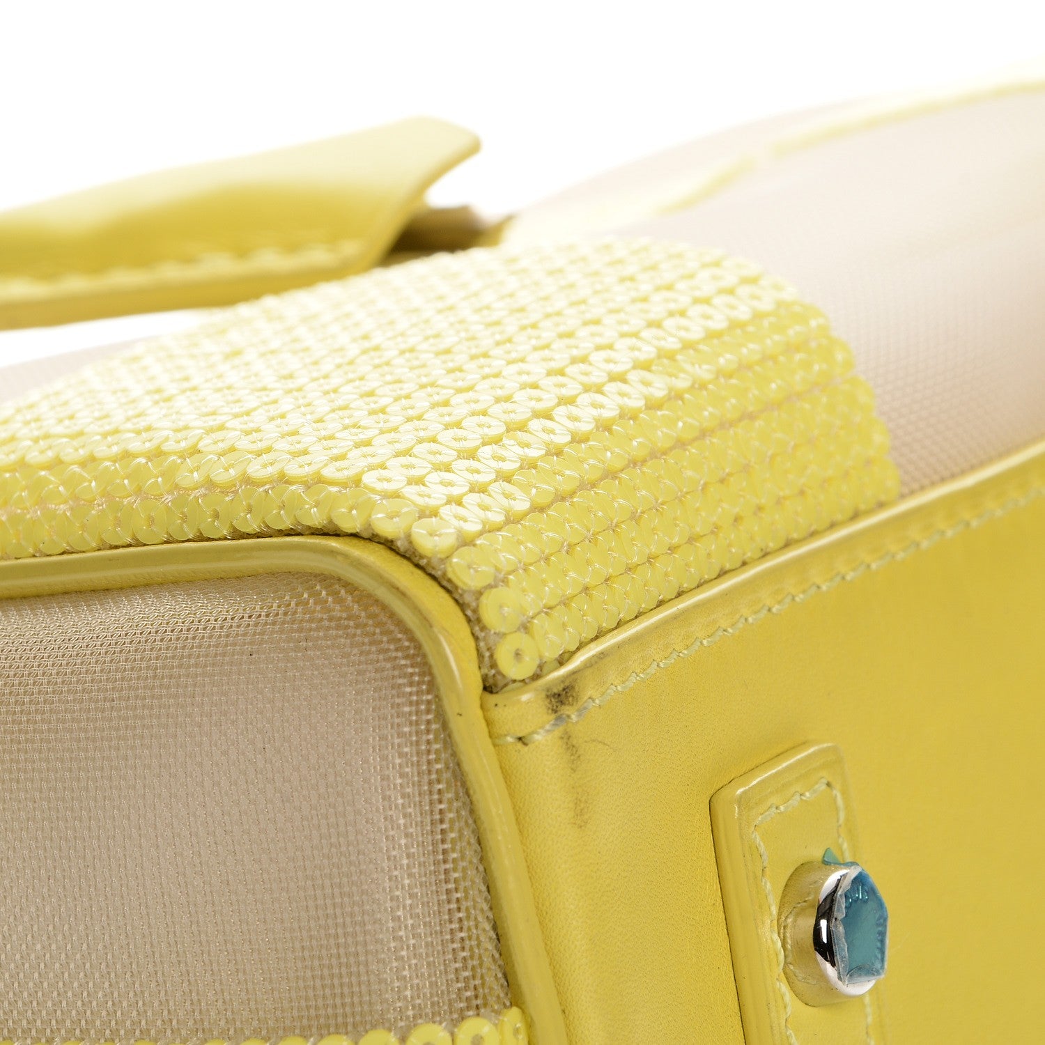 Louis Vuitton Damier Optic Mesh Sequins Cube Speedy Yellow 7 of 9