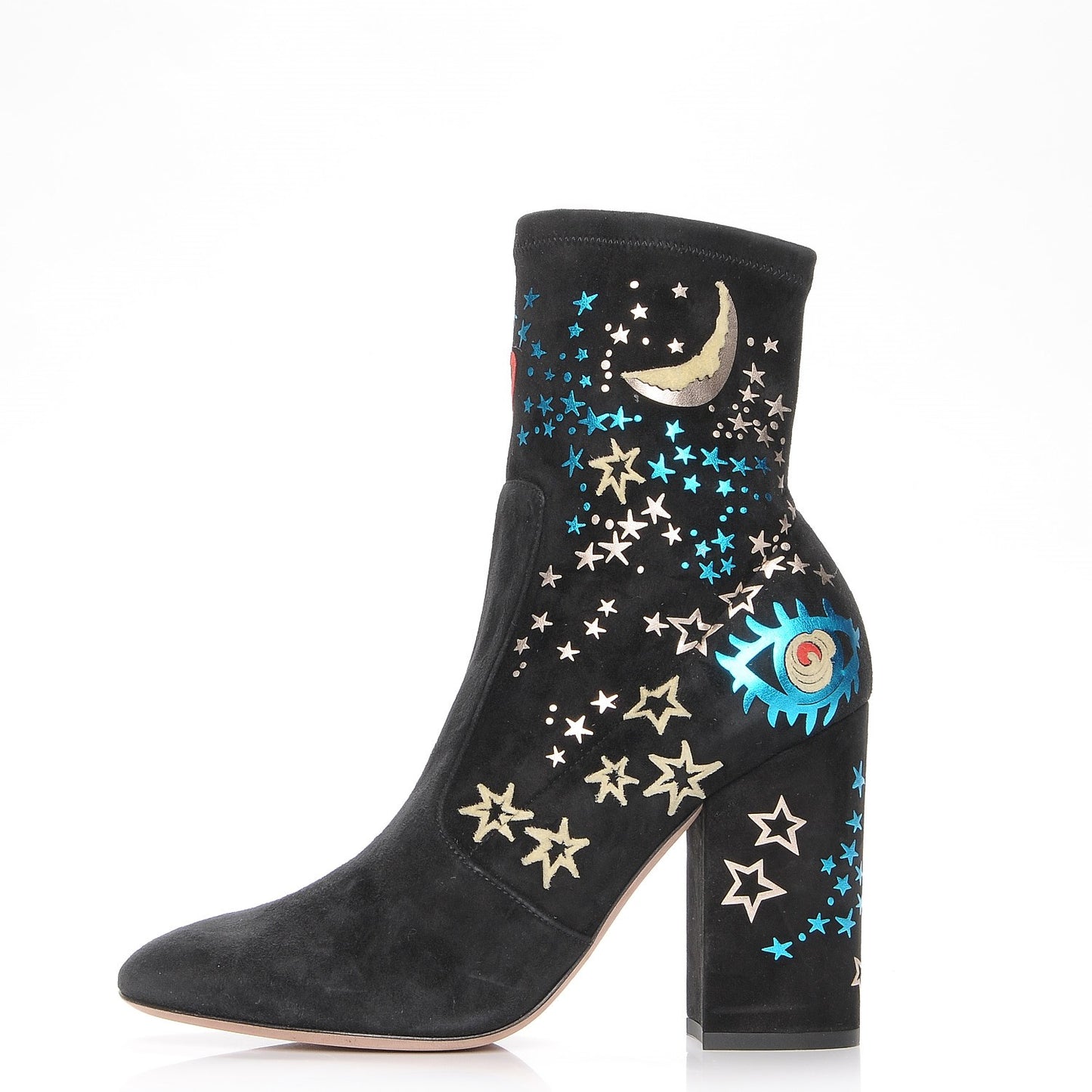 Printed Suede Astro Couture Ankle Boots 37 Black