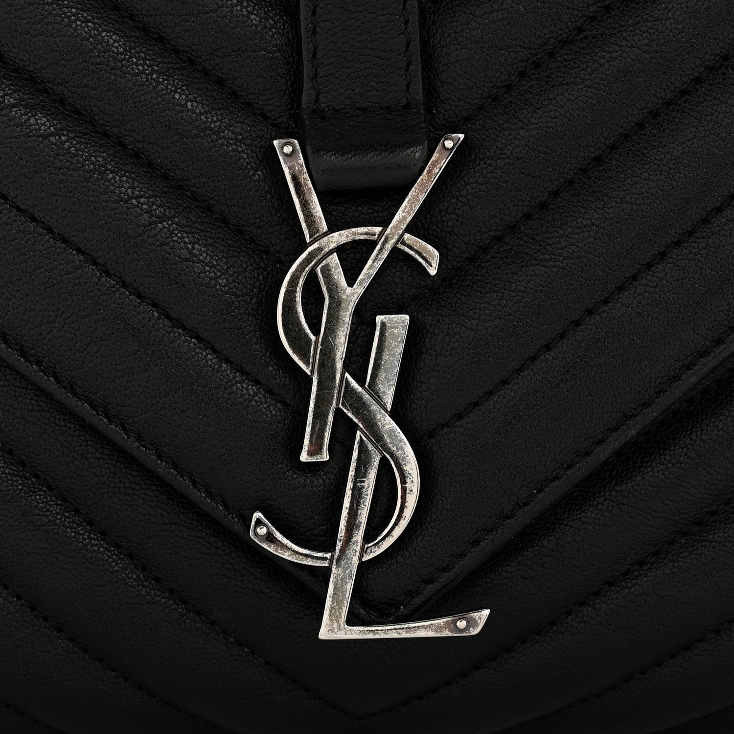 Saint Laurent Sheepskin Matelasse Chevron Monogram Large College Satchel Black 12 of 14