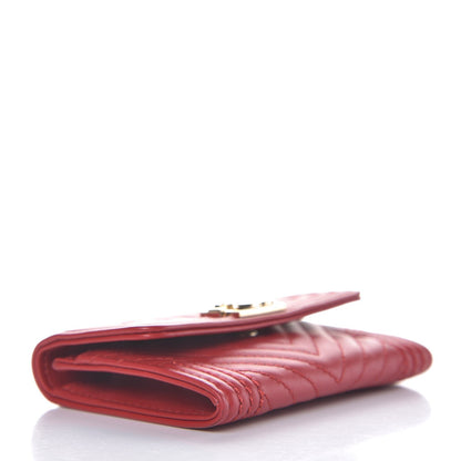 Chanel Calfskin Chevron Quilted Boy Card Holder Wallet Red 4 of 9