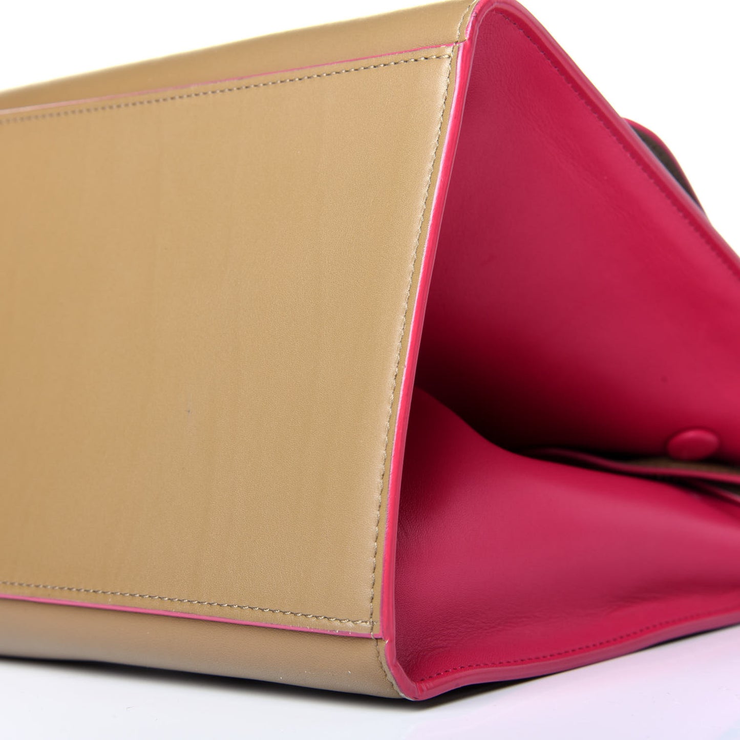 Smooth Calfskin Small Bi-Color Trapeze Taupe Fuchsia