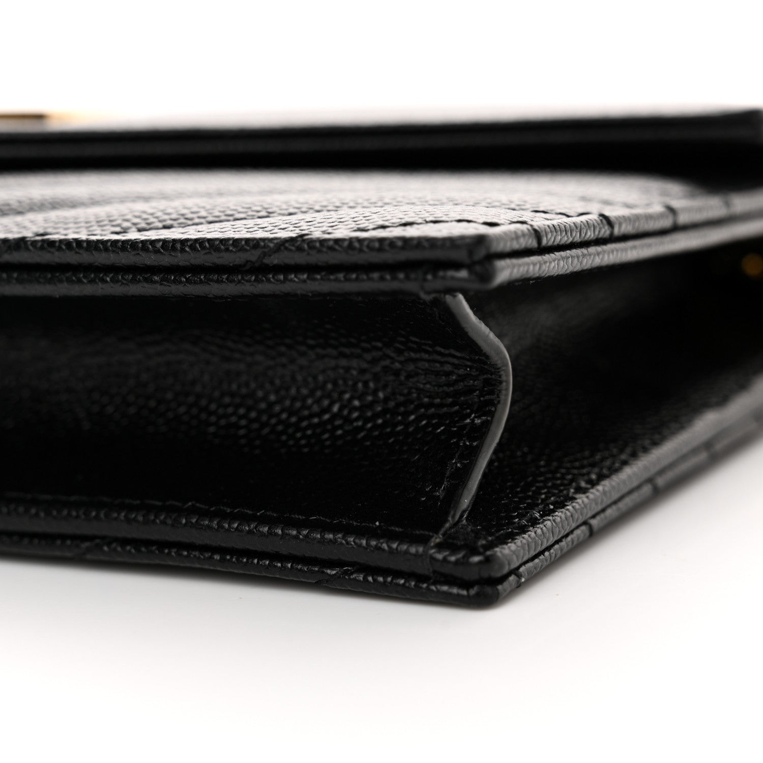 Saint Laurent Grain De Poudre Matelasse Chevron Monogram Envelope Chain Wallet Black 9 of 10