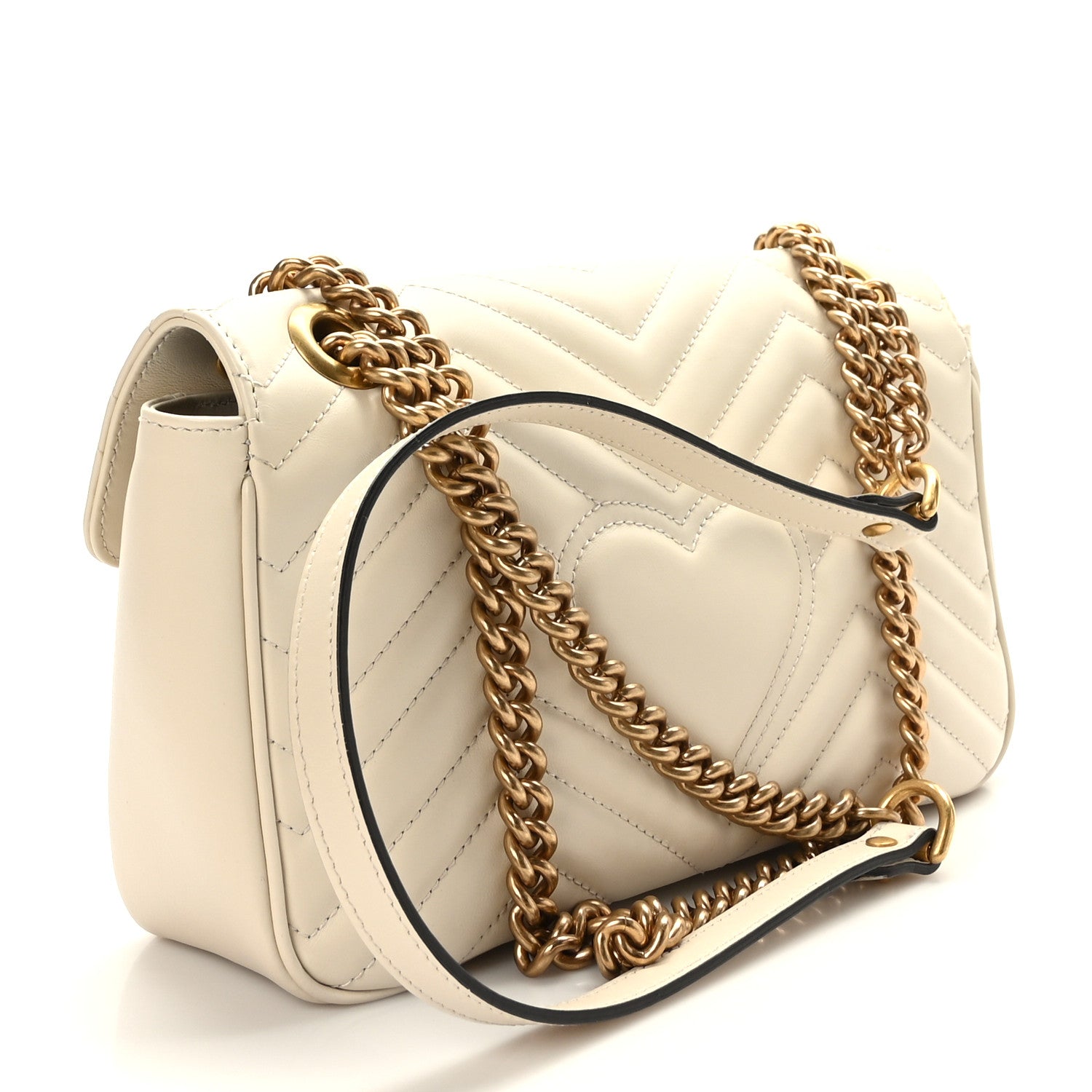 Gucci Calfskin Matelasse Small GG Marmont Shoulder Bag White 2 of 8