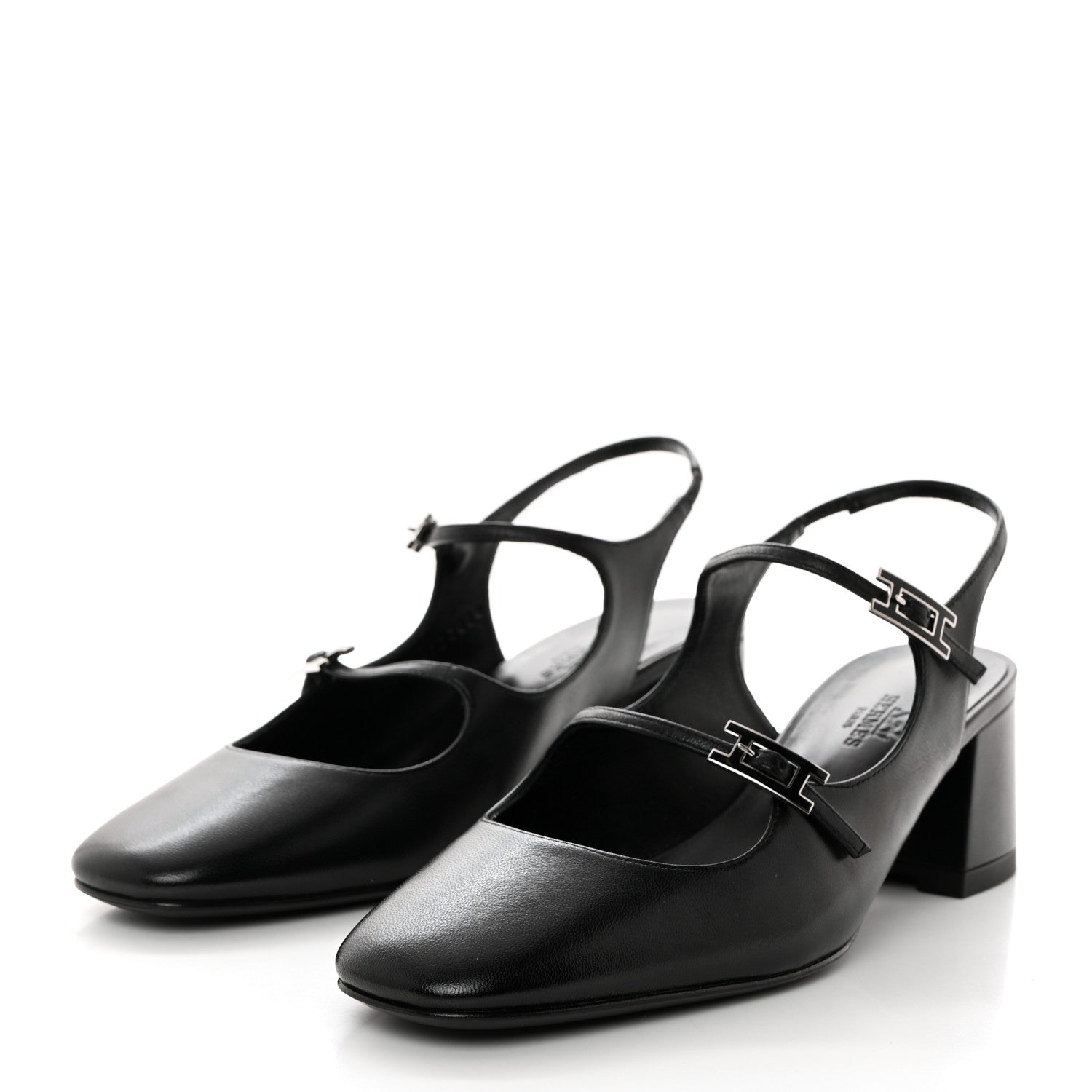 Hermes Goatskin Jackie 50 Pumps 38 Black 3 of 8