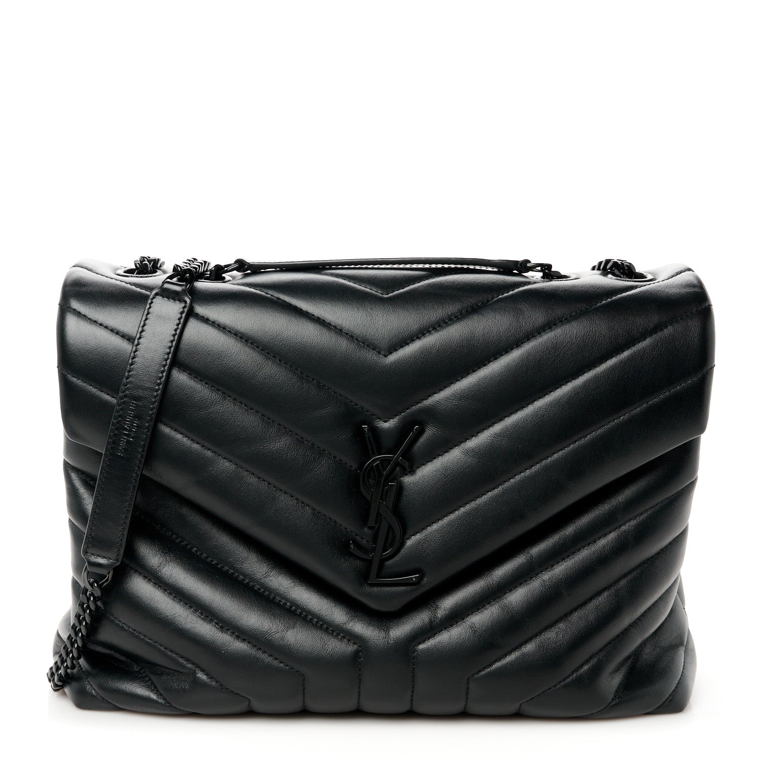 Saint Laurent Calfskin Y Quilted Monogram Monochrome Medium Loulou Chain Satchel Black 1 of 11