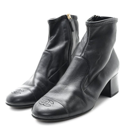 Chanel Stretch Lambskin Cap Toe CC Short Boots 39 Black 4 of 9