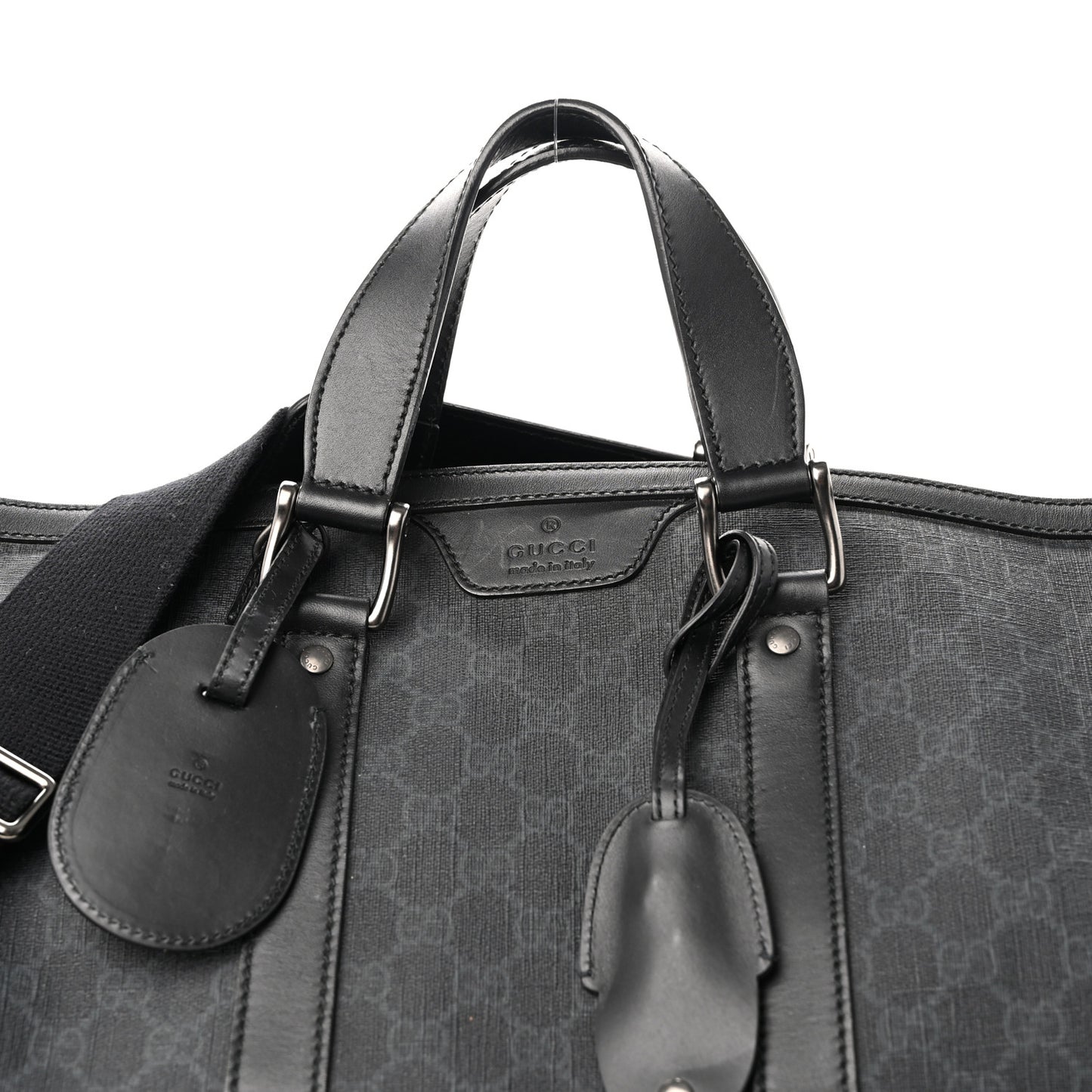 GG Supreme Monogram Medium Carry-On Duffle Bag Black Grey