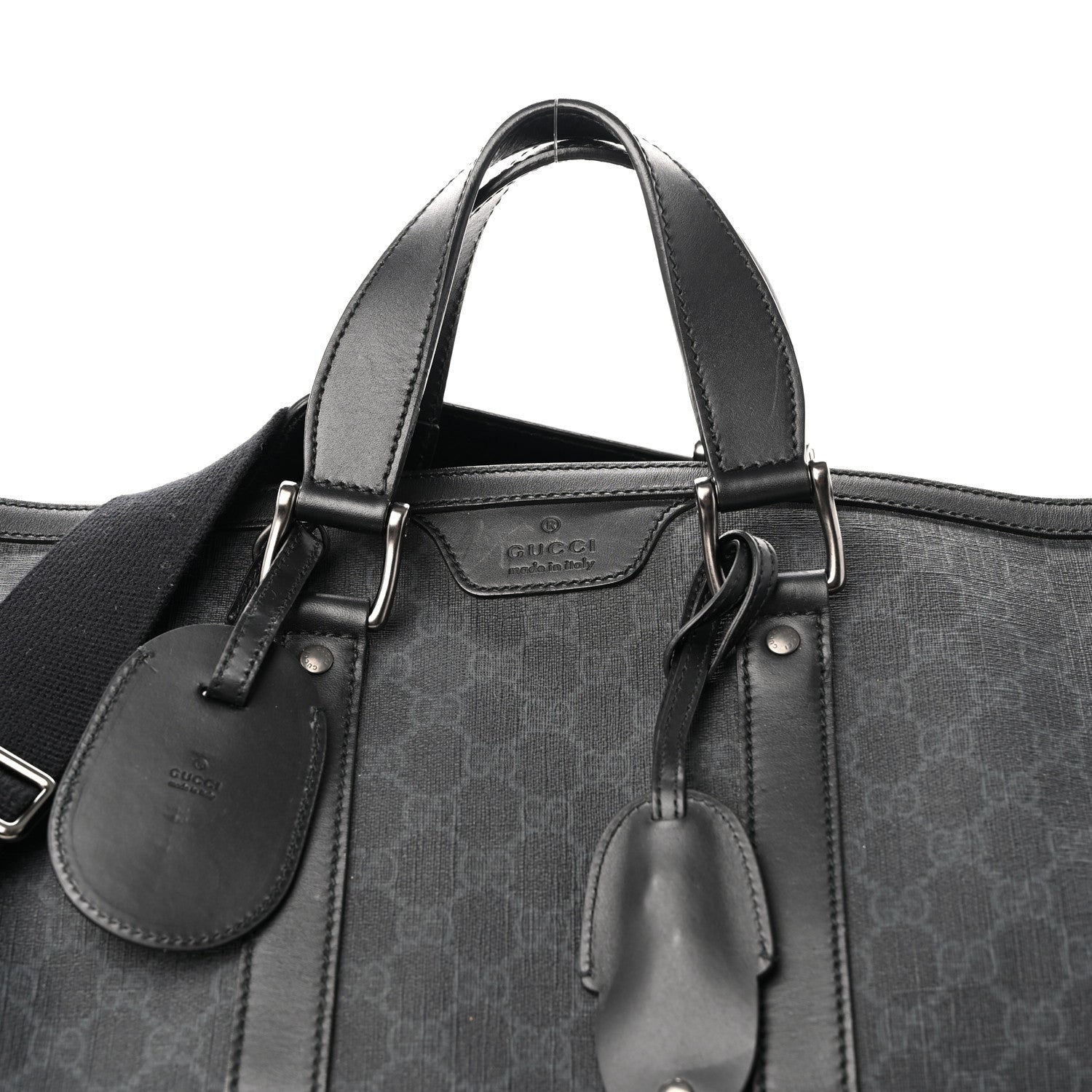 Gucci GG Supreme Monogram Medium Carry-On Duffle Bag Black Grey 7 of 16