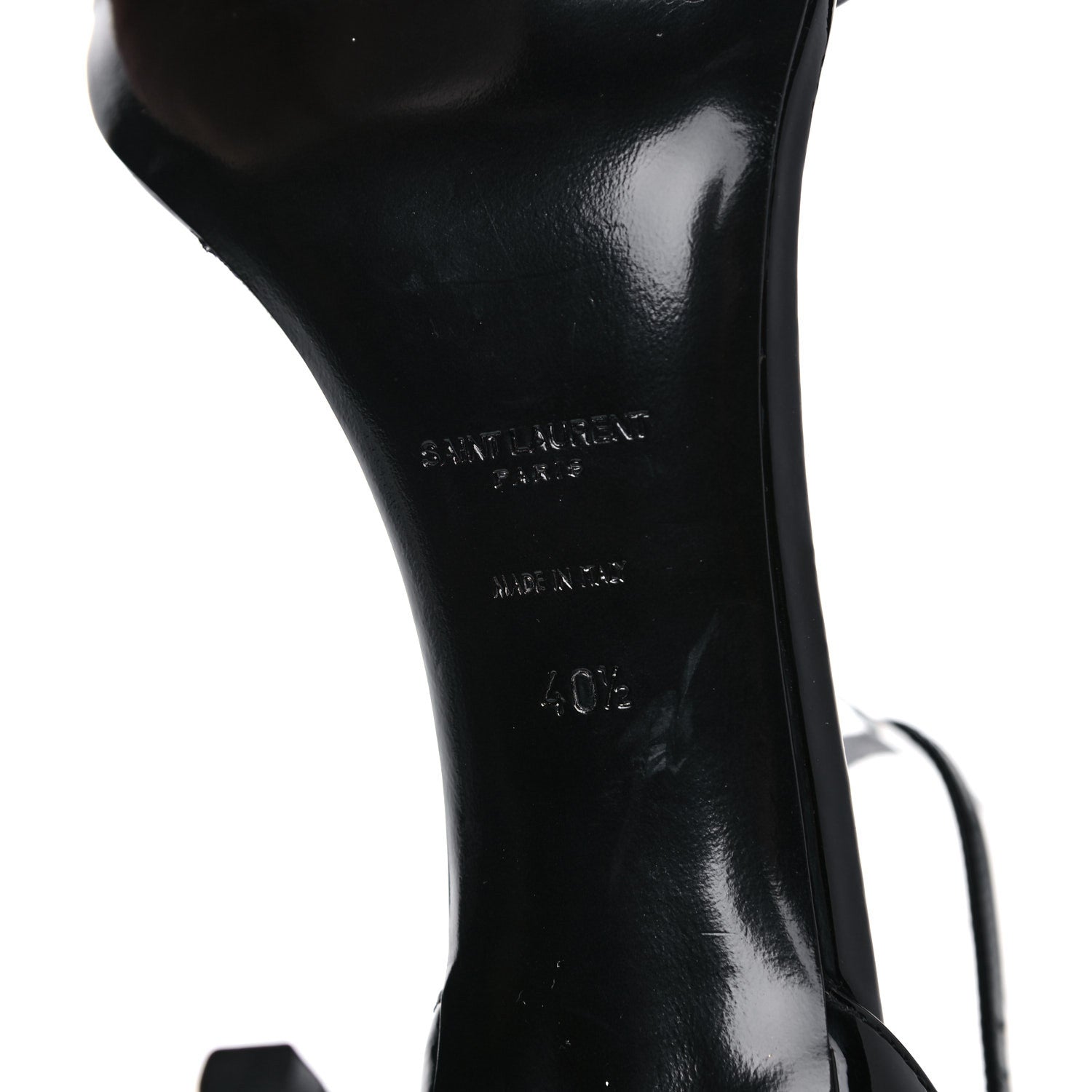 Saint Laurent Patent Calfskin Crystal Amber Bow 85 Ankle Strap Sandals 40.5 Black 6 of 15