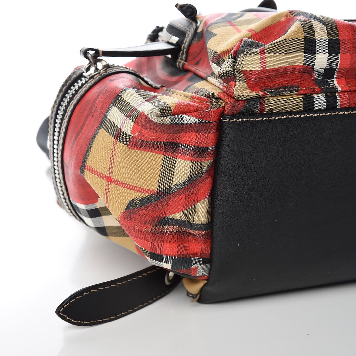 Vintage Check Graffiti Print Medium Rucksack Backpack Antique Yellow Red
