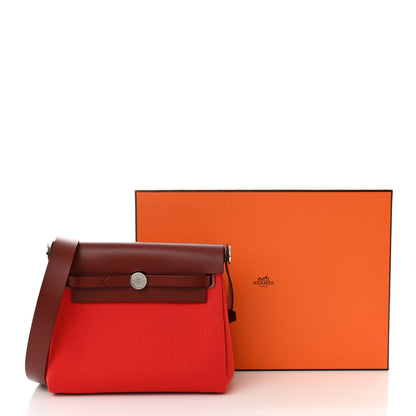 Hermes Military Toile Vache Hunter Herbag Zip Retourne 20 Rouge Piment Rouge H 11 of 11