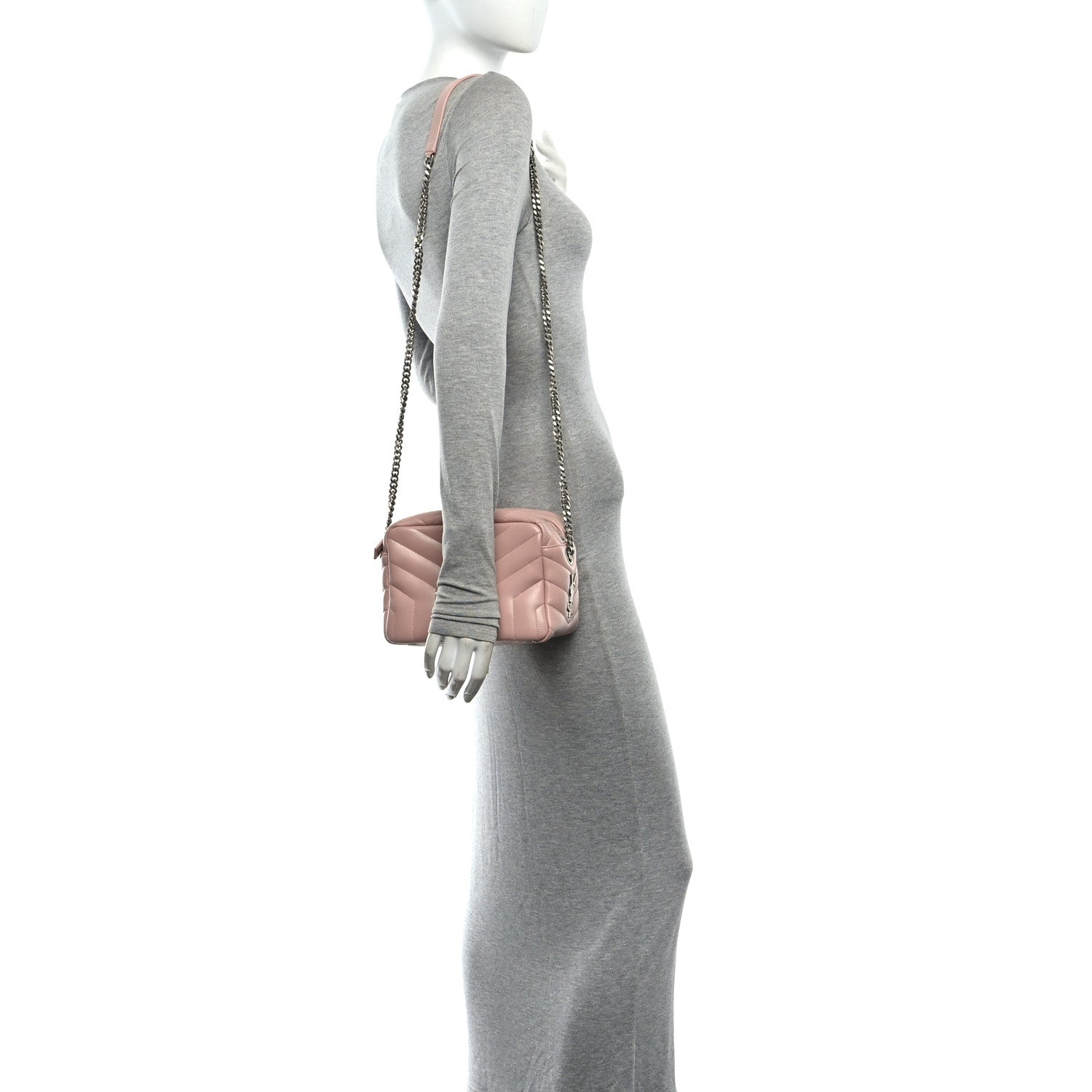Saint Laurent Calfskin Y Quilted Monogram Small Loulou Camera Pale Pink 2 of 10