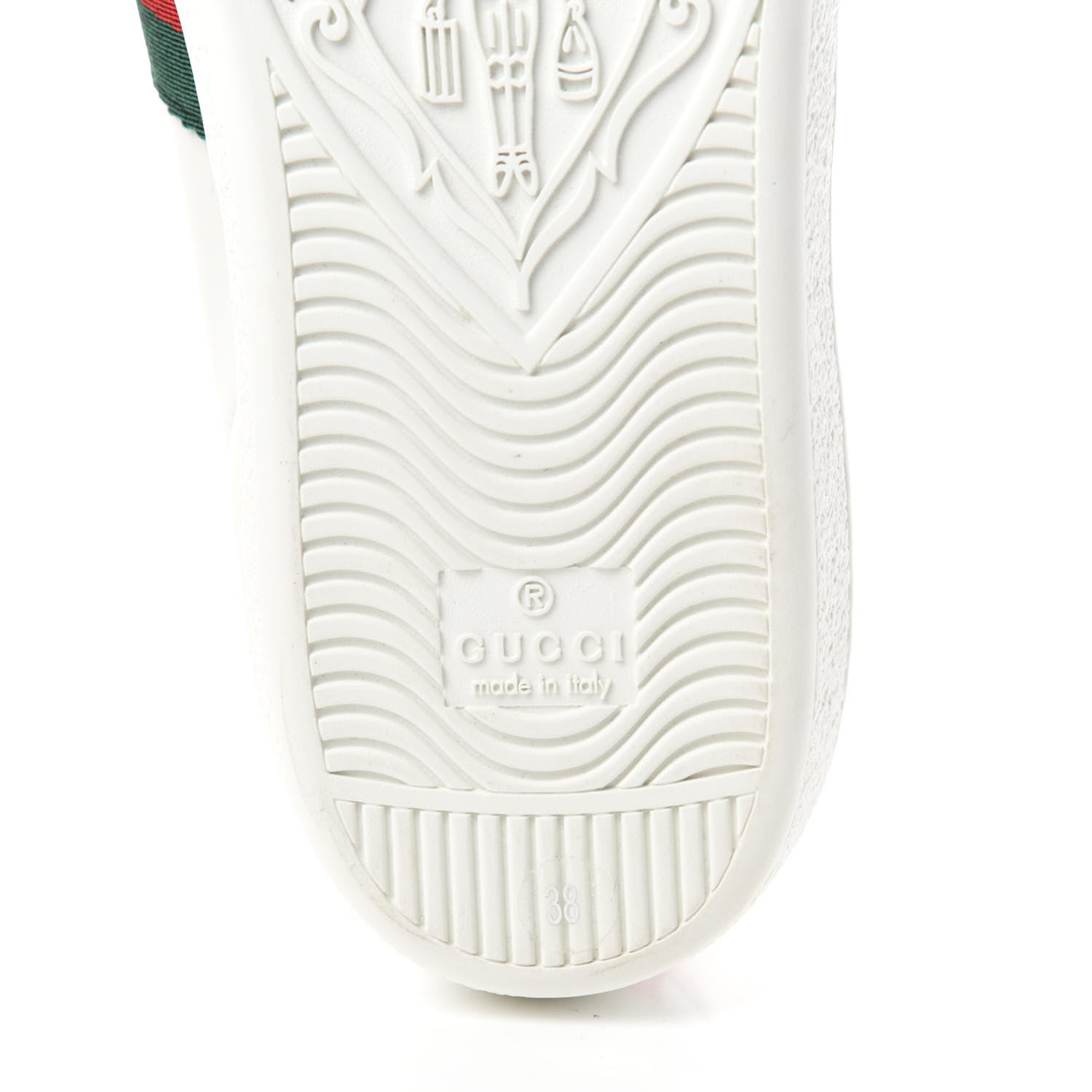Gucci Calfskin Ayers Bee Embroidered Womens Ace Sneakers 38 White Green 7 of 9