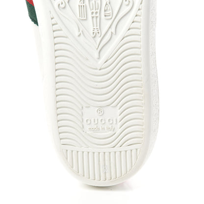 Gucci Calfskin Ayers Bee Embroidered Womens Ace Sneakers 38 White Green 7 of 9