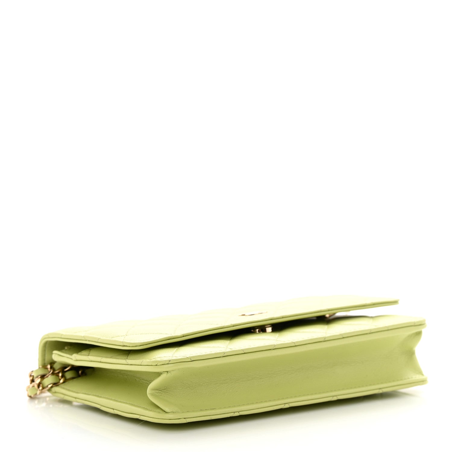 Chanel Lambskin Quilted Wallet On Chain WOC Light Green 4 of 12