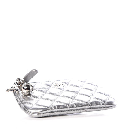 Chanel Metallic Calfskin Quilted Small Cosmo Cosmetic Case Silver 4 of 10