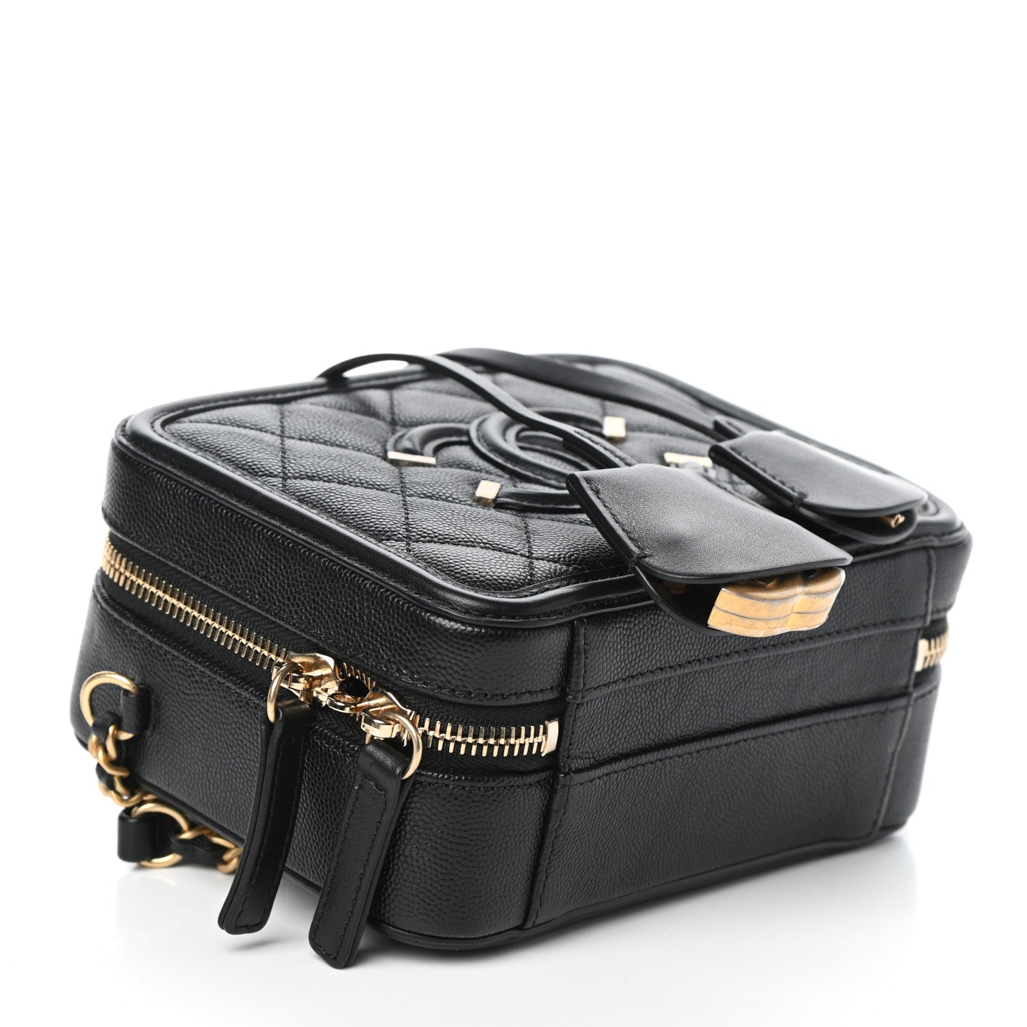 Chanel Caviar Quilted Small CC Filigree Vanity Case Black 4 of 9