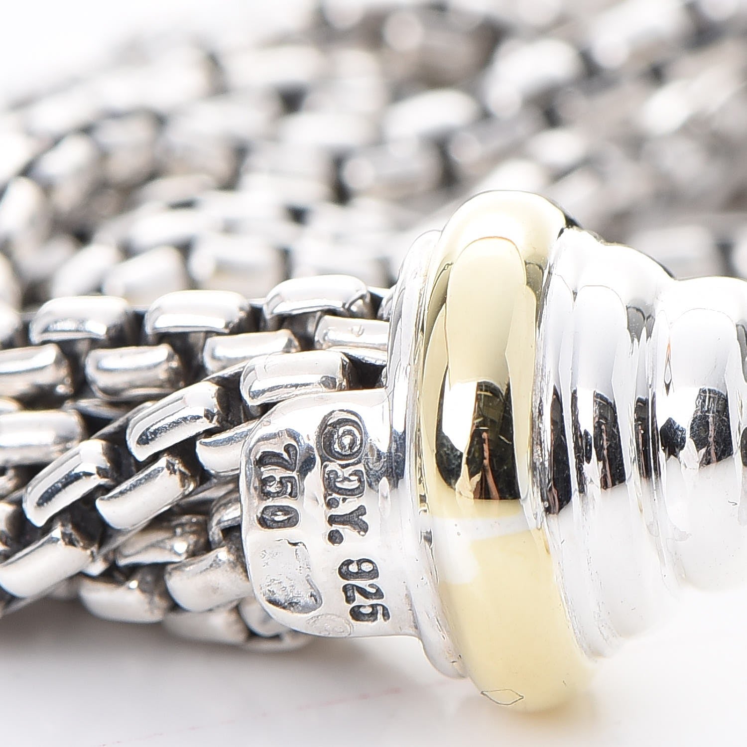 David Yurman Sterling Silver 18K Yellow Gold Pearl Onyx Multi Strand Box Chain Bracelet 5 of 5