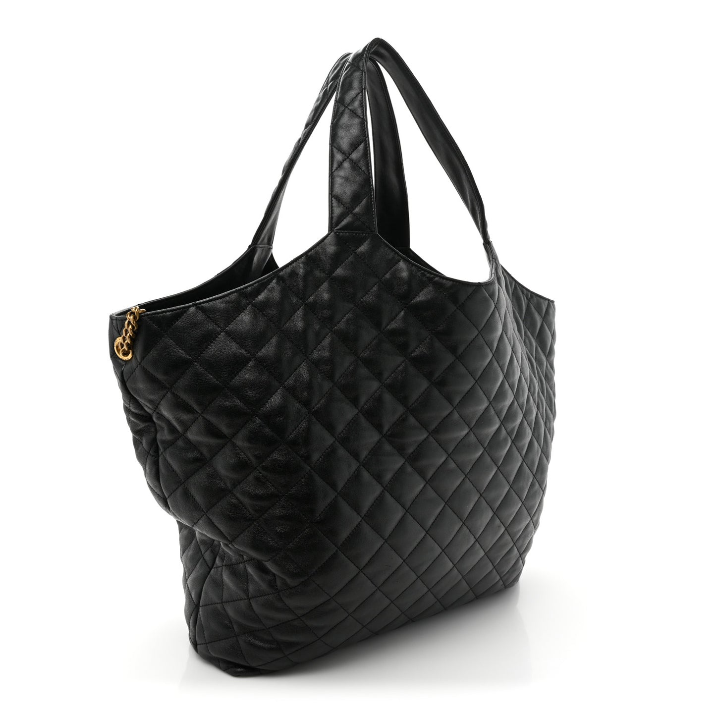 Lambskin Quilted Maxi Icare Shopping Tote Black