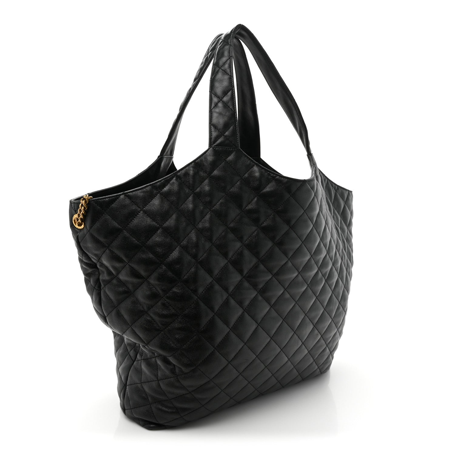 Saint Laurent Lambskin Quilted Maxi Icare Shopping Tote Black 4 of 17