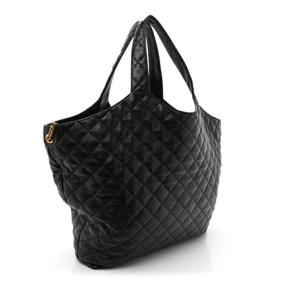 Saint Laurent Lambskin Quilted Maxi Icare Shopping Tote Black 4 of 17