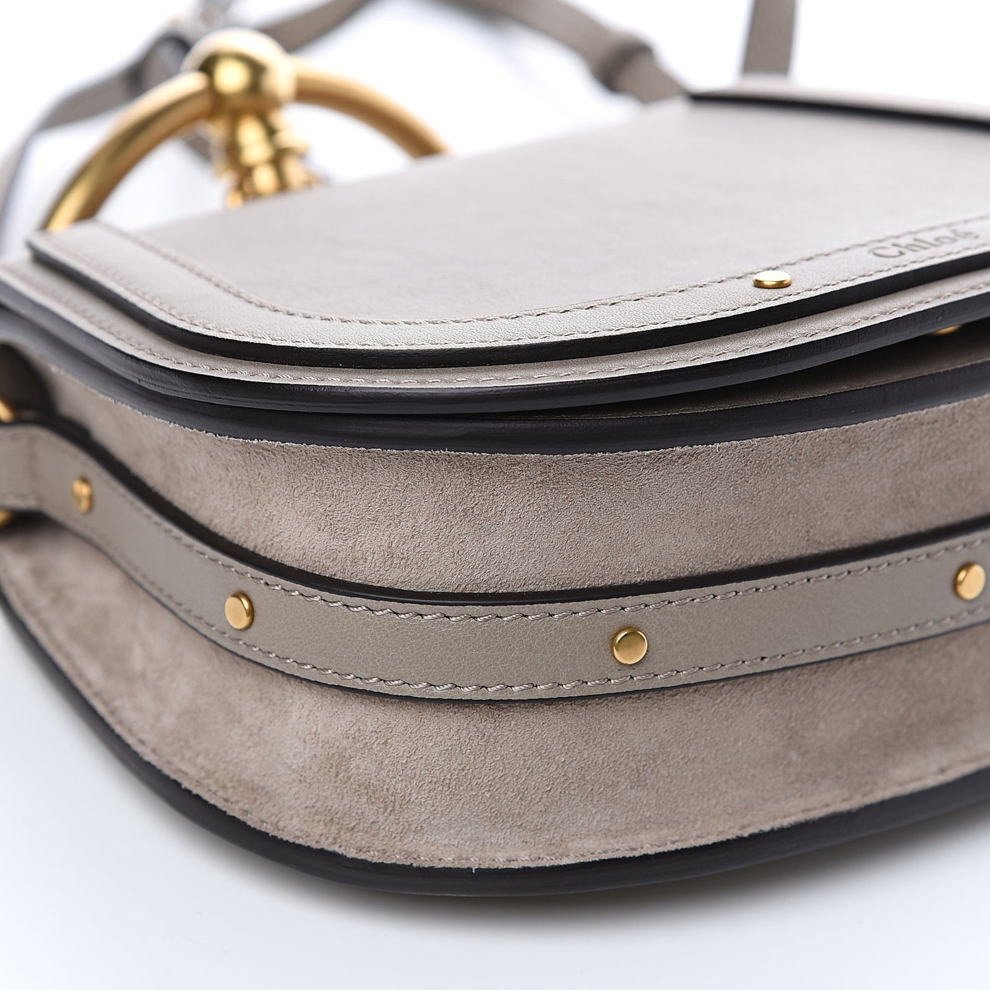 Calfskin Suede Small Nile Bracelet Bag Motty Grey