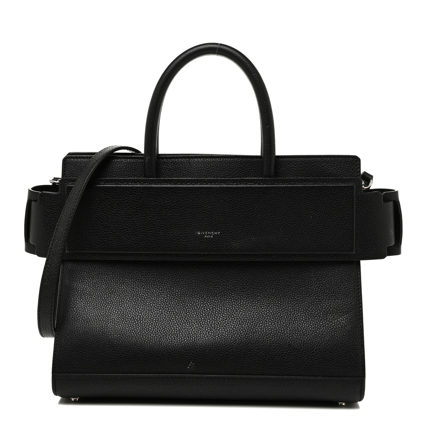 Grained Calfskin Small Horizon Satchel Black