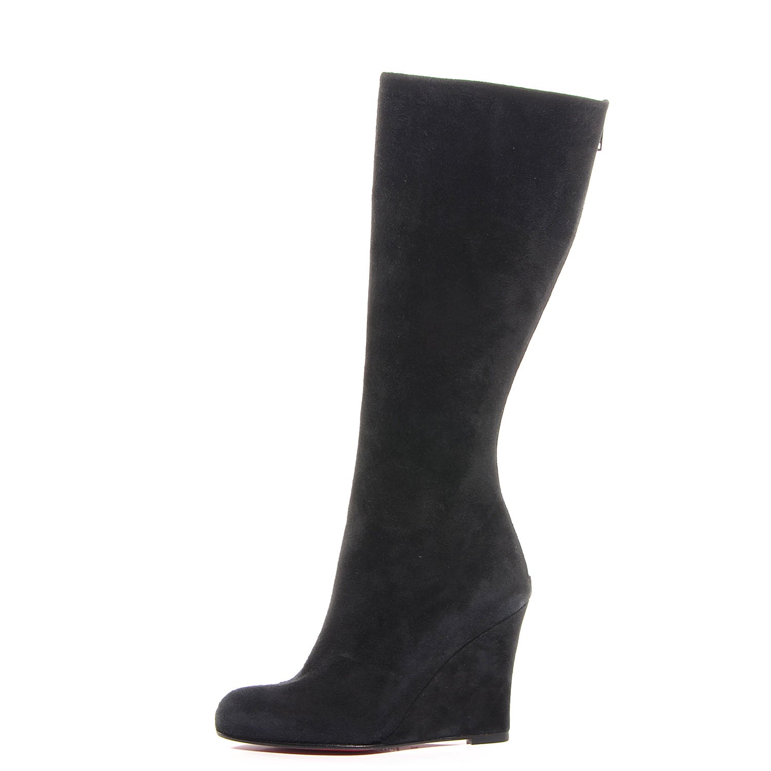 Christian Louboutin Suede Melissa Botta Knee High Wedge Boots 35.5 Black 1 of 5