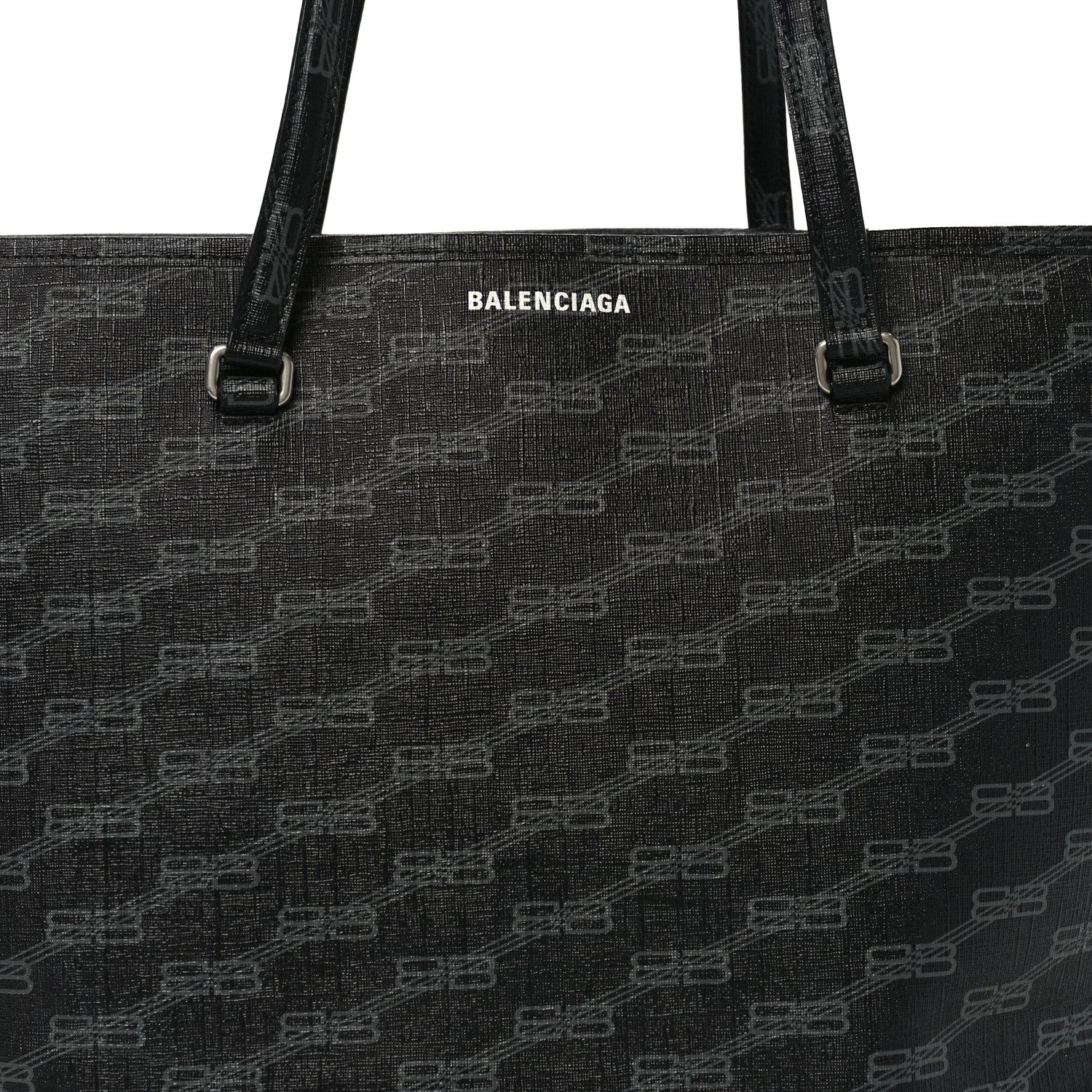 Balenciaga Coated Canvas BB Monogram Large Signature East West Shopper Bag Black Grey 8 of 10