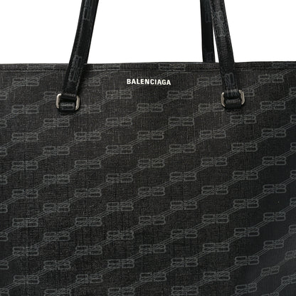 Balenciaga Coated Canvas BB Monogram Large Signature East West Shopper Bag Black Grey 8 of 10