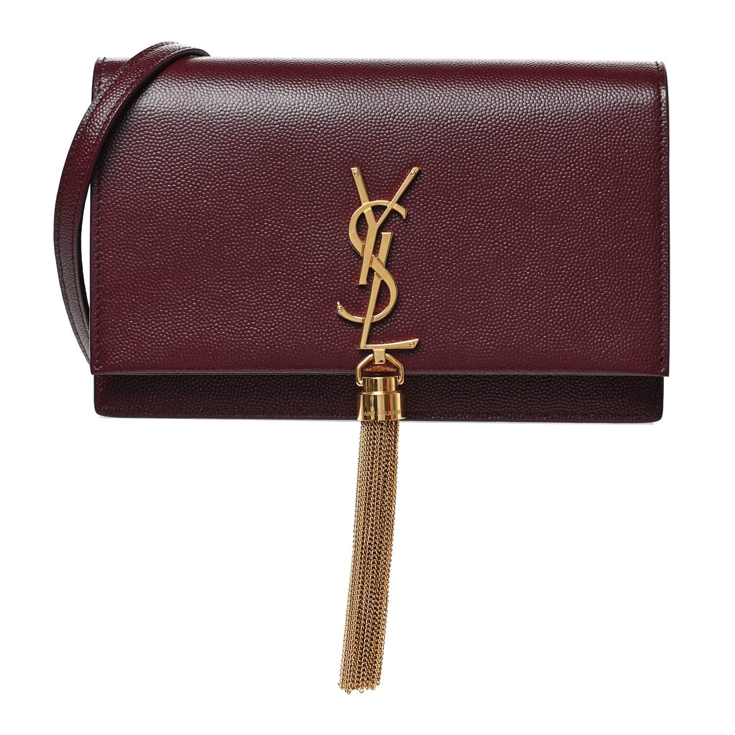 Saint Laurent Grain De Poudre Classic Monogram Kate Tassel Chain Wallet Burgundy 1 of 8