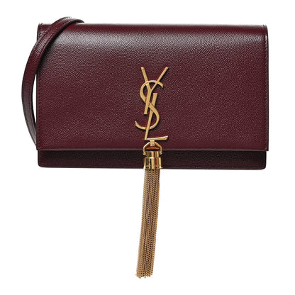 Saint Laurent Grain De Poudre Classic Monogram Kate Tassel Chain Wallet Burgundy 1 of 8