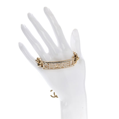 Chanel Crystal Chain Baguette Logo Star Bracelet Gold 2 of 4