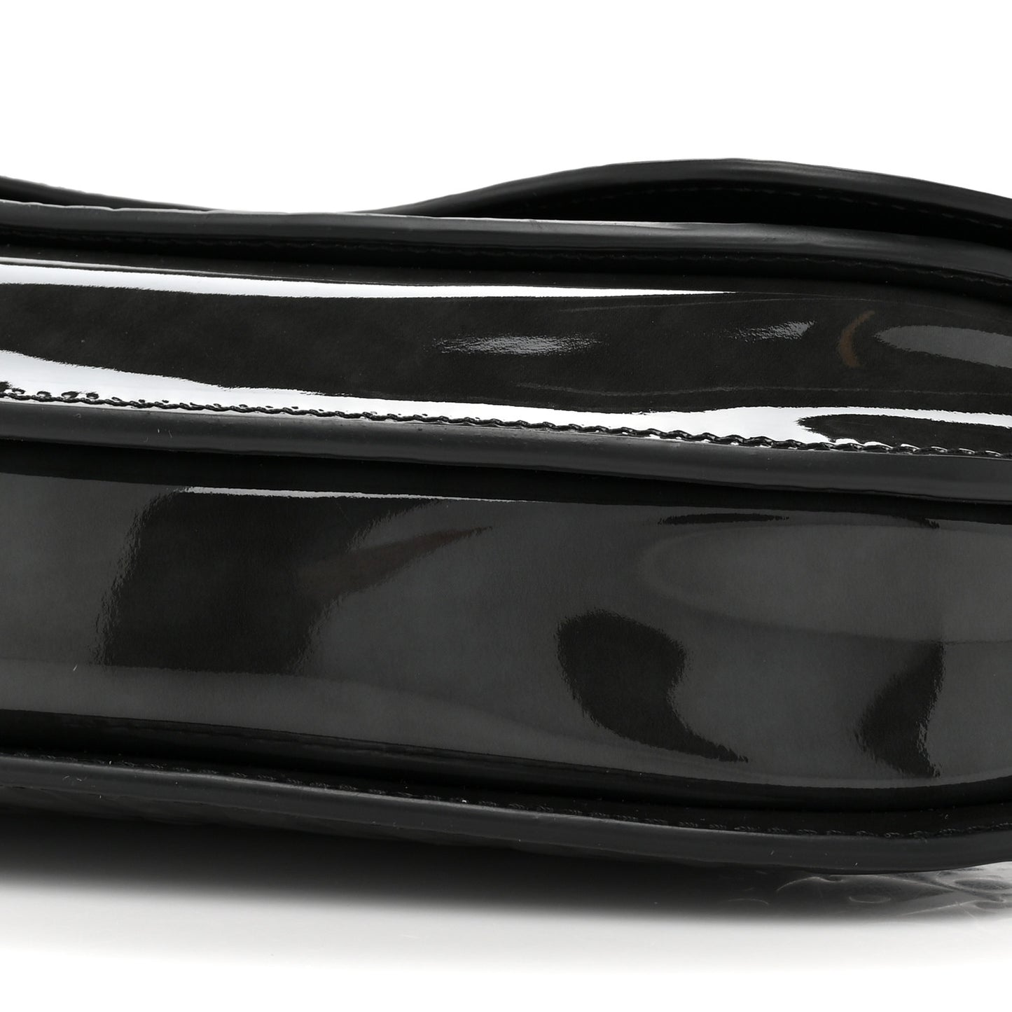 Patent Oblique Embossed Saddle Boxy Bag Black