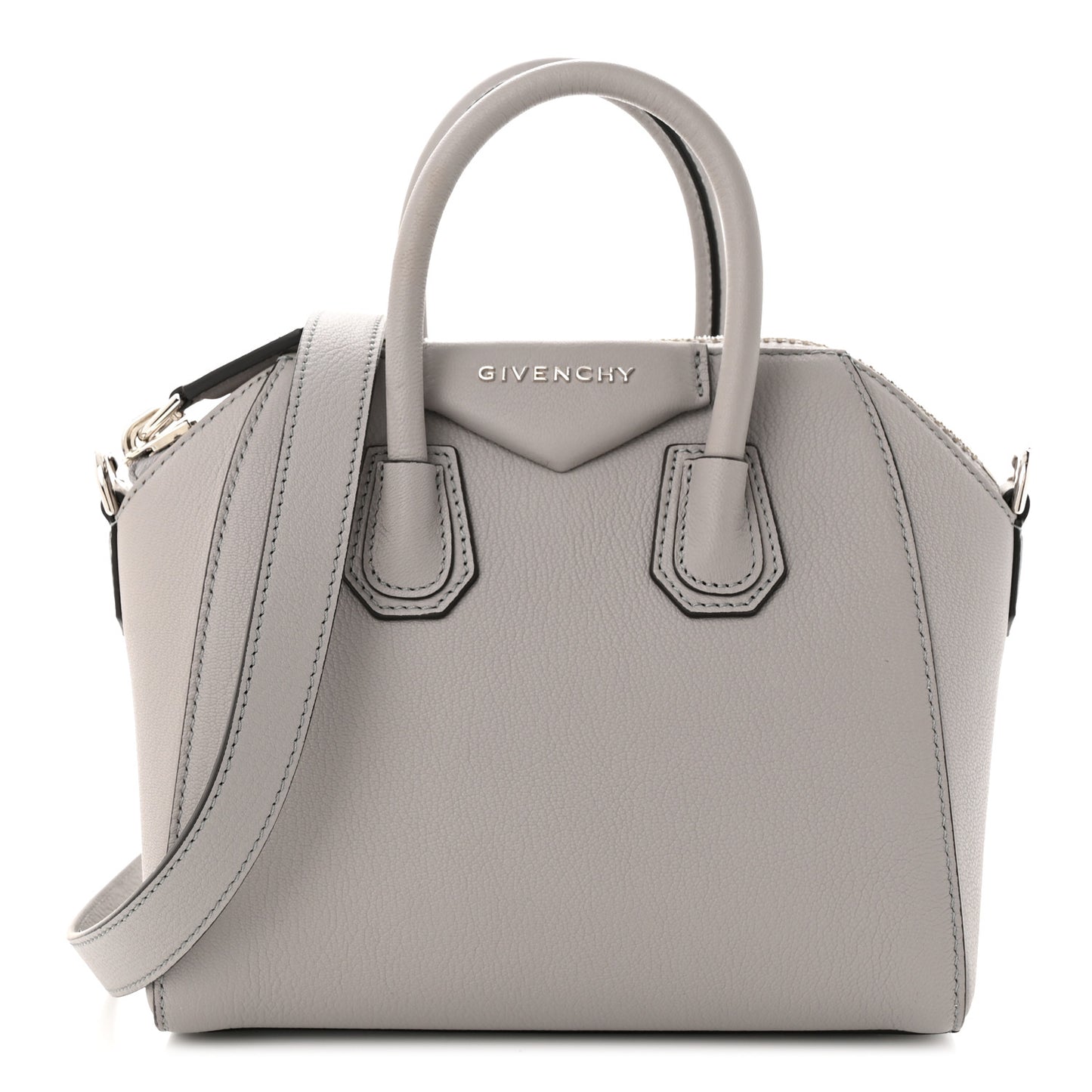 Sugar Goatskin Mini Antigona Pearl Grey