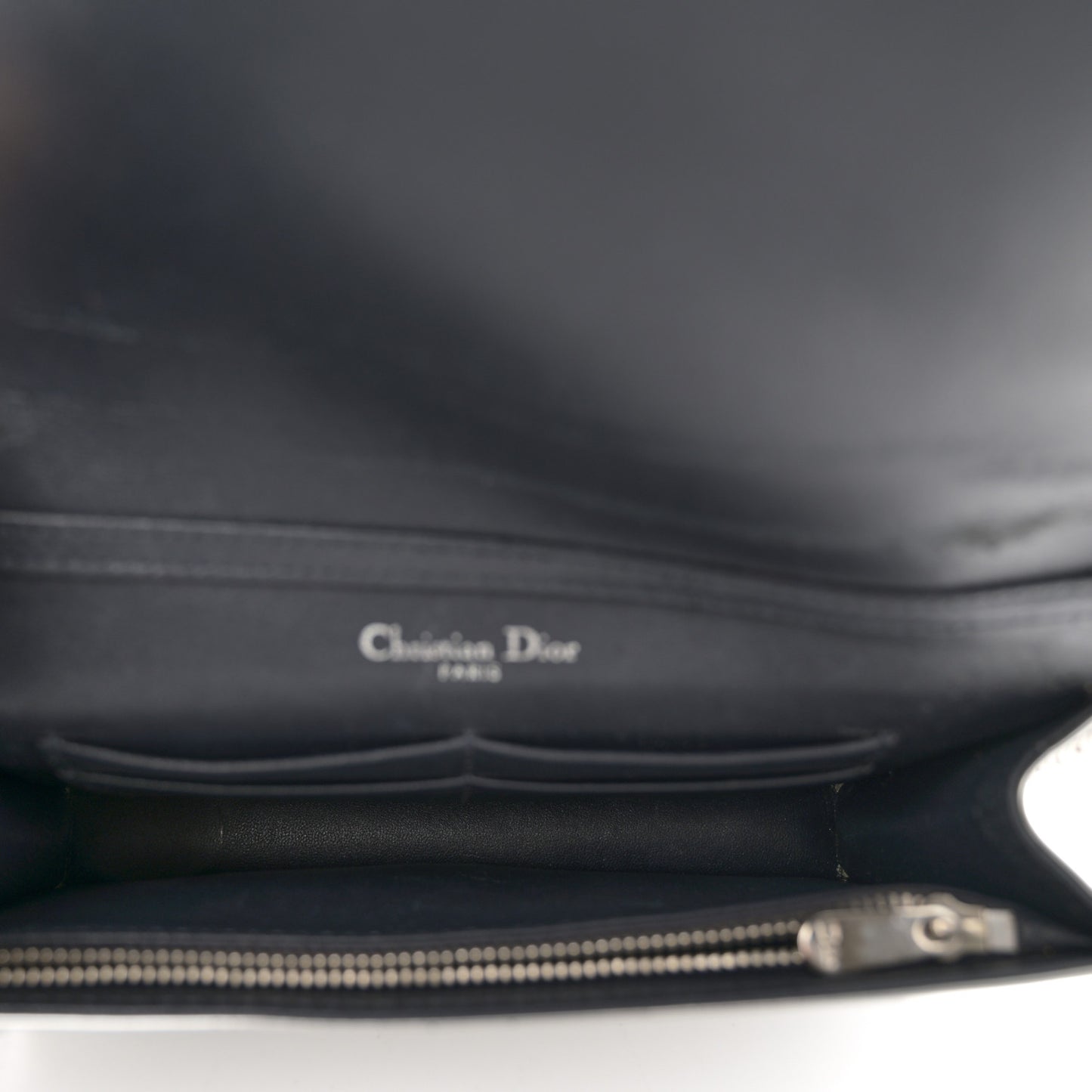 Metallic Patent Micro-Cannage Diorama Wallet on Chain Pouch Silver