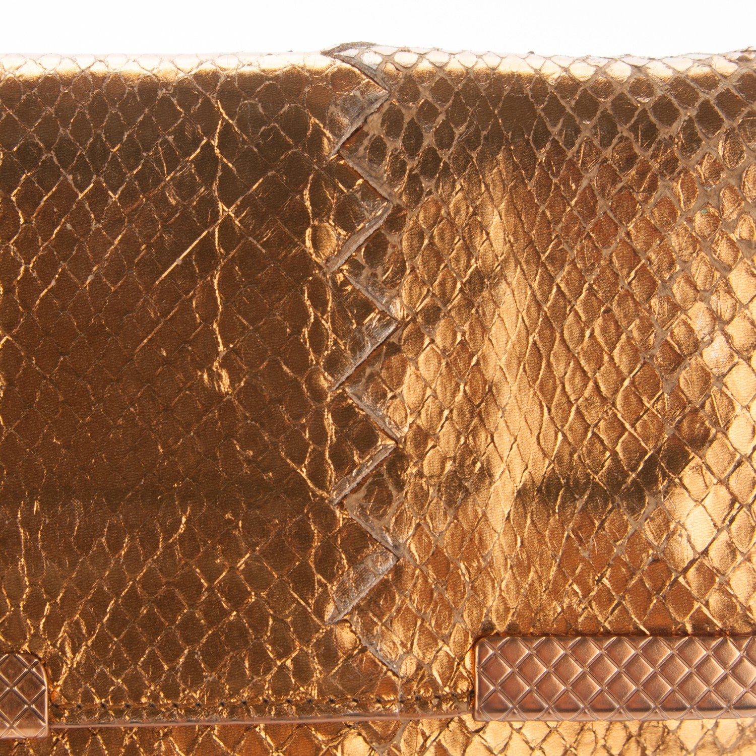 Bottega Veneta Metallic Ayers Wristlet Clutch Oro Bruciato 7 of 8