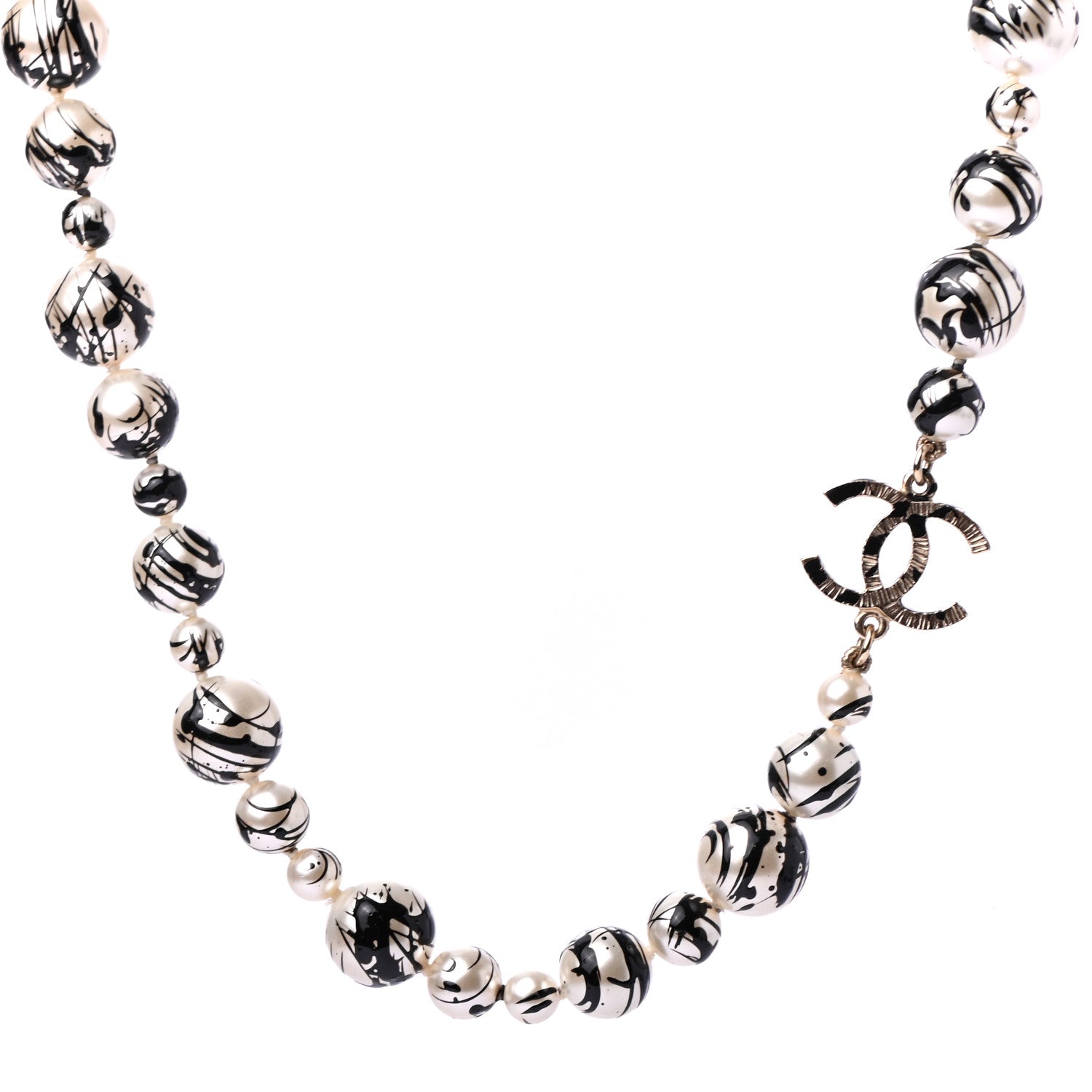 Chanel Pearl CC Graffiti Short Necklace Black Gold 1 of 5