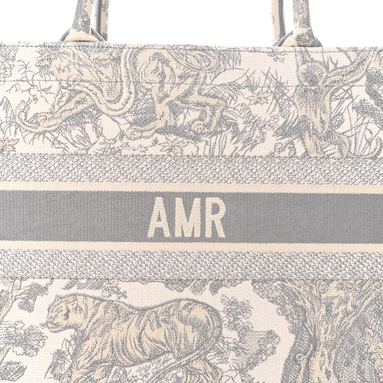 Christian Dior Canvas Embroidered Medium Dioriviera Toile De Jouy Book Tote Gray 11 of 14