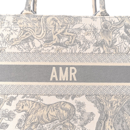 Christian Dior Canvas Embroidered Medium Dioriviera Toile De Jouy Book Tote Gray 11 of 14