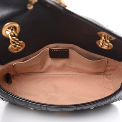 Gucci Calfskin Matelasse Studded Mini Pearly GG Marmont Shoulder Bag Black 7 of 11