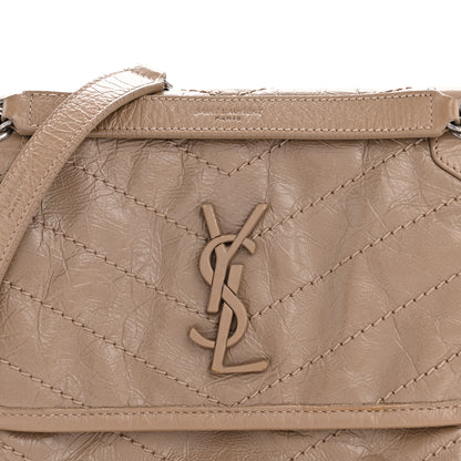 Saint Laurent Crinkled Calfskin Matelasse Monogram Baby Niki Chain Satchel Light Taupe 8 of 13