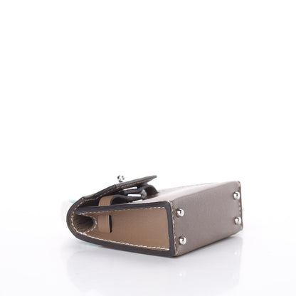 Hermes Tadelakt Mini Kelly Twilly Bag Charm Etoupe 5 of 11