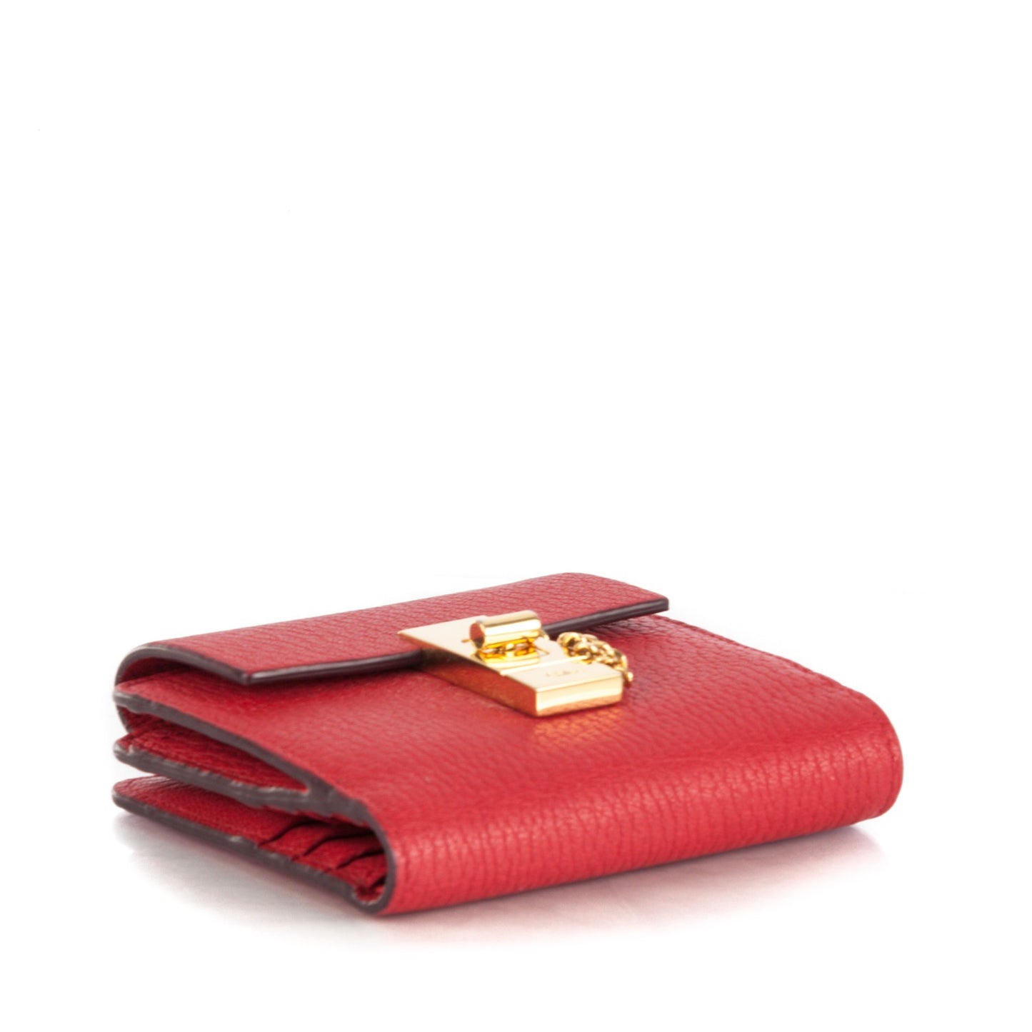 Grained Lambskin Drew Square Wallet Plaid Red