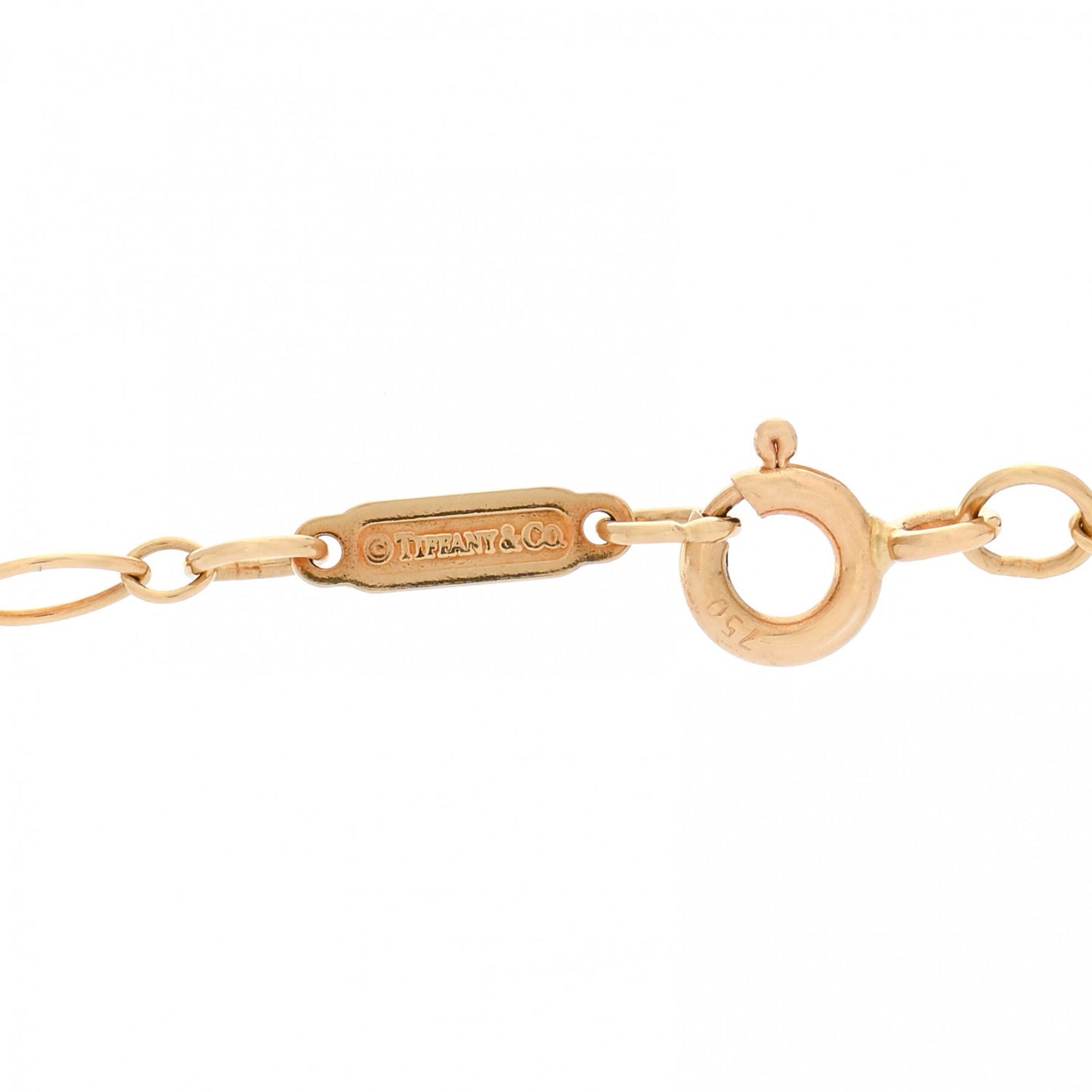 18K Yellow Gold Small Oval Key Pendant Link Necklace