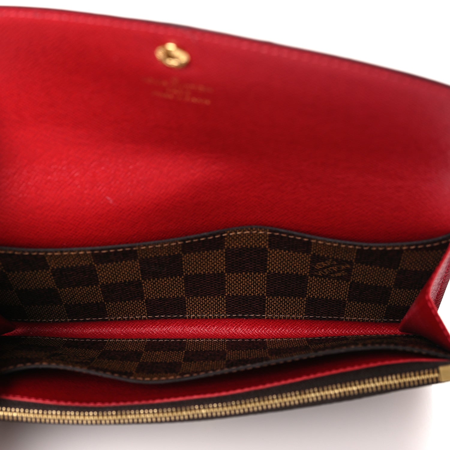 Louis Vuitton Damier Ebene Emilie Wallet Red 5 of 8