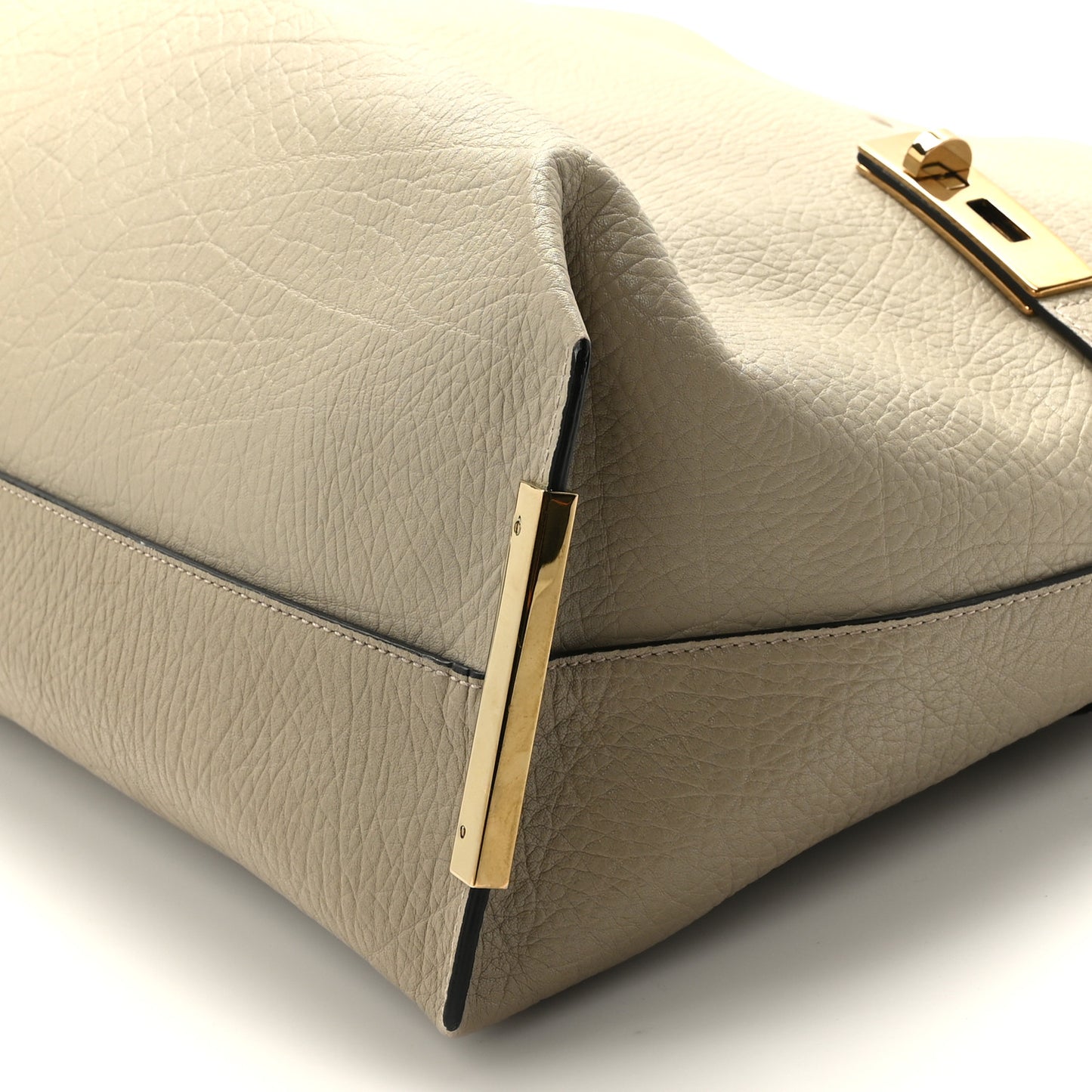 Grained Calfskin Large Charlotte Tote Motty Grey White